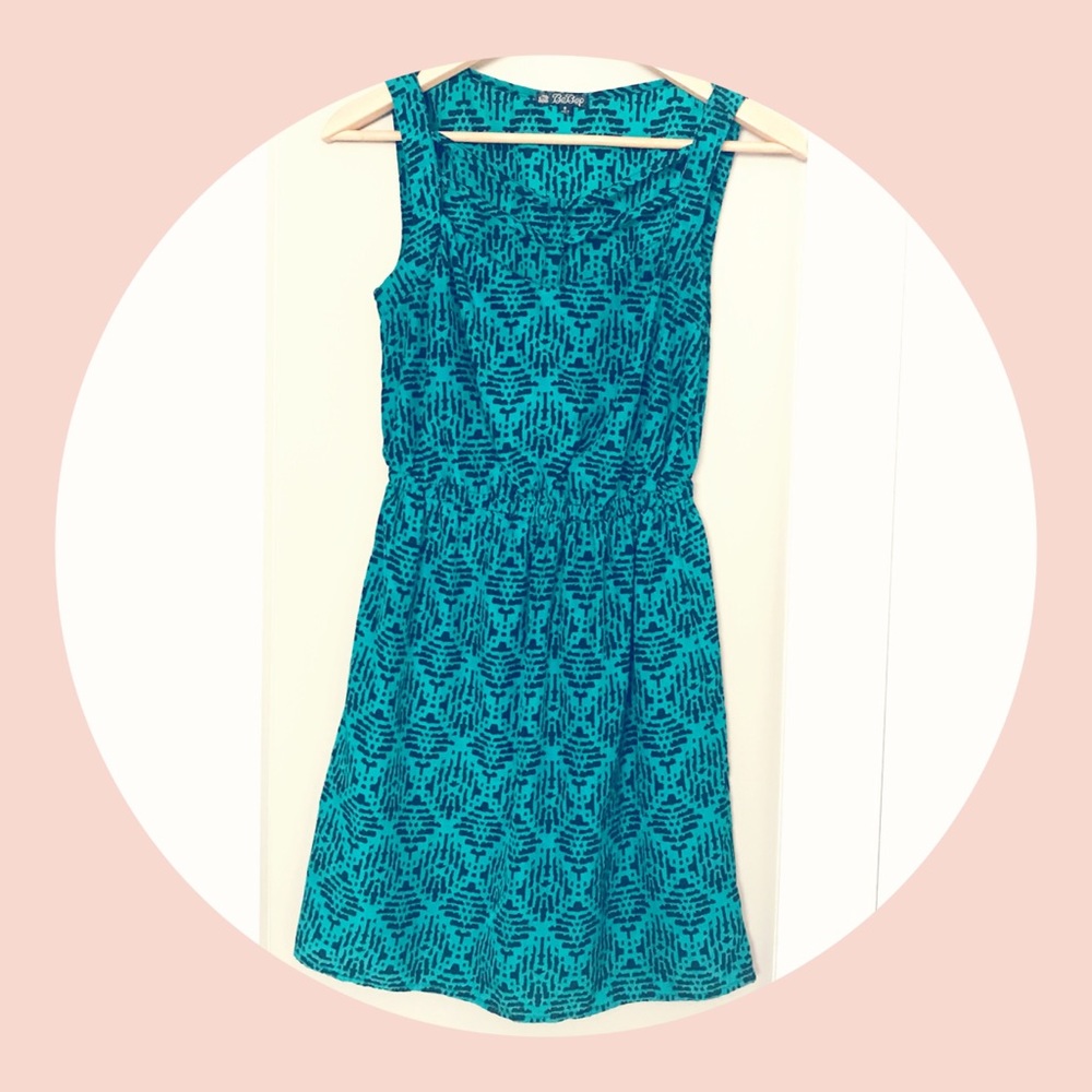 BEBOP cute 90s teal black indie urban dress small